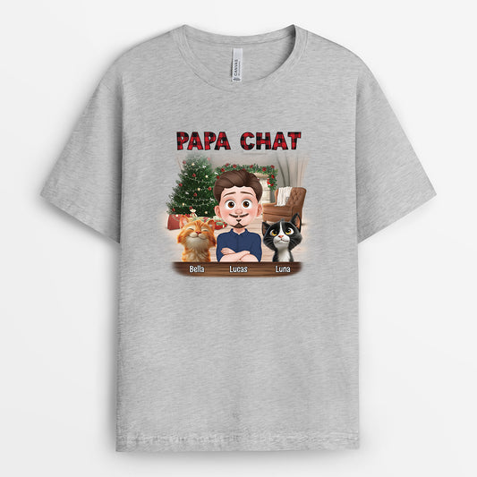 7056AFR2 t shirt personnalise de noel maman chat 7056akz5d