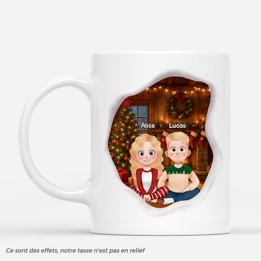 7066MFR1 effet dimpression 3d mug de noel personnalise couple ensemble 7066mtvng