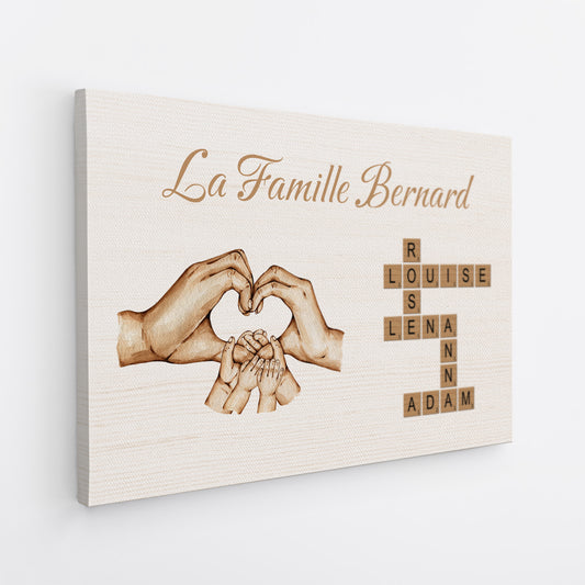 7082CFR2 toile mot croise personnalise notre famille avec mains 7082c8pni