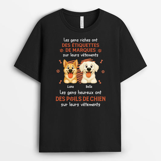 7089AFR1 t shirt personnalise gens heureux ont des poils de chien sur vetements 7089atqcc