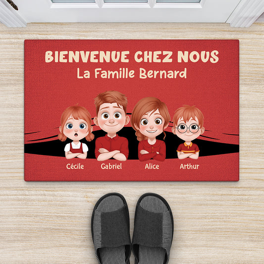 7091DFR2 paillasson personnalise famille cool bienvenue chez nous 7091d8tzi
