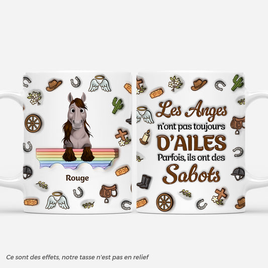 7117MFR1 effet dimpression 3d mug personnalise cheval avec photo commemorative anges ont des sabots 7117mkvwu