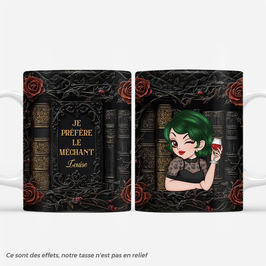 7130MFR1 effet dimpression 3d mug personnalise pour fille gothique je prefere le mechant dans le livre 7130mkvaa