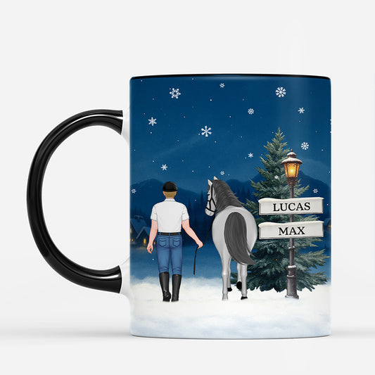 7139MFR2 mug de noel personnalise fille et son cheval 7139m3z5u