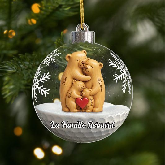 7158OFR1 effet dimpression 3d ornement acrylique personnalise boule de noel famille ours 7158OTT5I