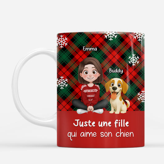 7170MFR1 mug de noel personnalise une fille qui aime ses chiens 7170mkpcc