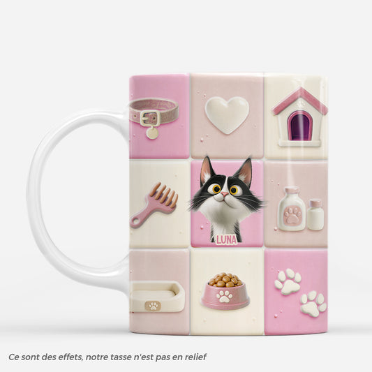7242MFR1 effet dimpression 3d mug personnalise mon petit chat 7242m3lad