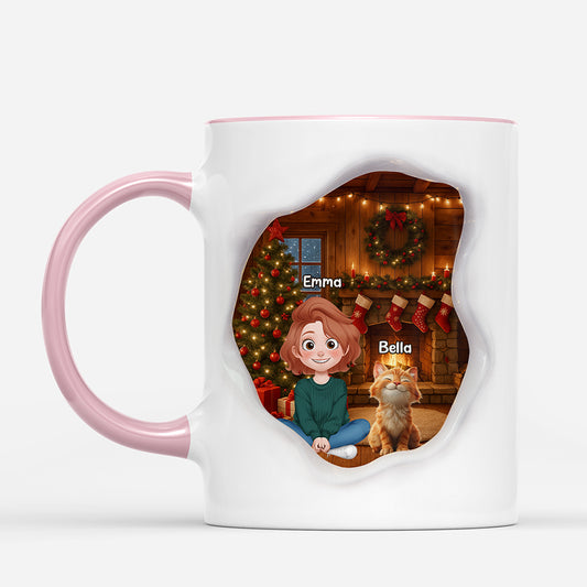 7265MFR2 effet dimpression 3d mug personnalise celebrer noel avec chat 7265mtl5d