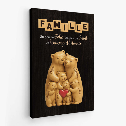 7267CFR2 effet dimpression 3d toile personnalisee avec mot croise amour de famille ours 7267ctt5i