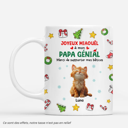 7278MFR1 effet dimpression 3d mug de noel personnalise chien joyeux ouafel a maman 7278m