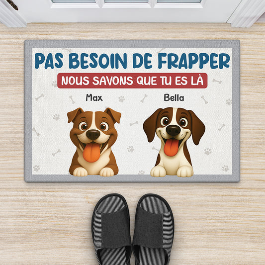 7285DFR2 paillasson personnalise chien pas besoin de frapper je sais 7285d8kcc