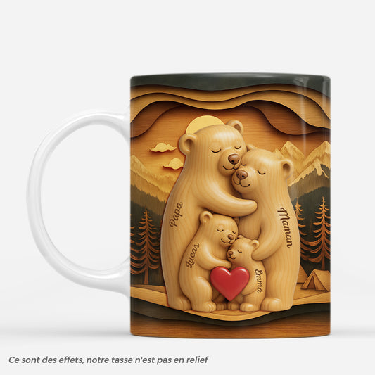 7300MFR1 effet dimpression 3d mug personnalise famille ours ensemble 7300m6vni