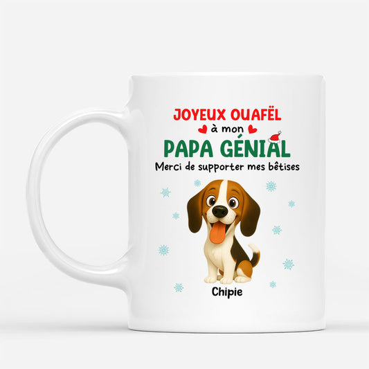 7325MFR1 mug personnalise chien joyeux noel a mon papa genial 7325mkq5c