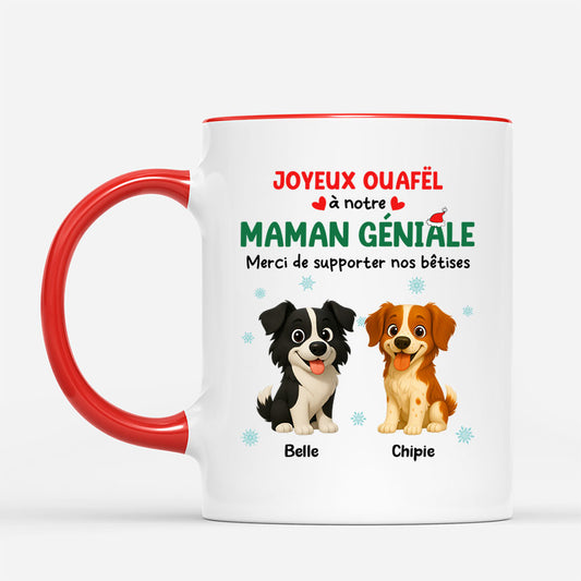 7325MFR2 mug personnalise chien joyeux noel a mon papa genial 7325mkq5c