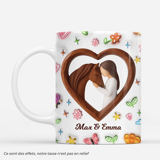 7368MFR1 effet dimpression 3d mug personnalise fille et cheval 7368m3t5u