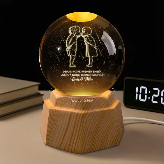 7372LFR1 veilleuse boule de cristal 3d personnalisee couple premier baiser 7372l6vzg