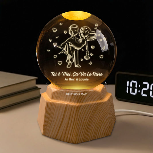 7406LFR1 veilleuse boule de cristal 3d personnalisee couple toi et moi 7406l8vag