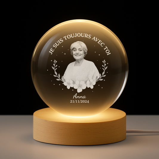 7422LFR1 veilleuse boule de cristal personnalisee femmehomme avec photo commemorative toujours avec toi 7422l3qwa