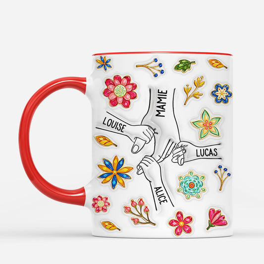 7486MFR2 effet dimpression 3d mug personnalise maman mamie enfants et fleurs style cristal 7486m6pna