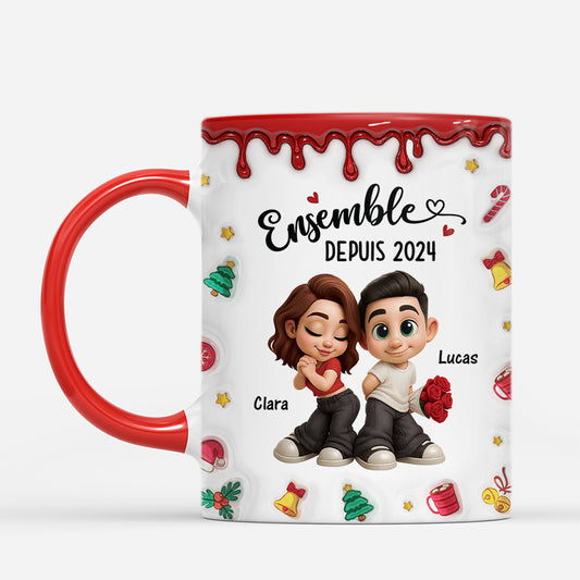 7511MFR2 effet dimpression 3d mug de noel personnalise couple toujours ensemble 7511mkl5g