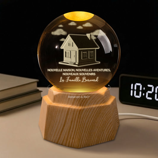7601LFR1 veilleuse boule de cristal 3d personnalisee nouvelle maison pour famille 7601ltpni