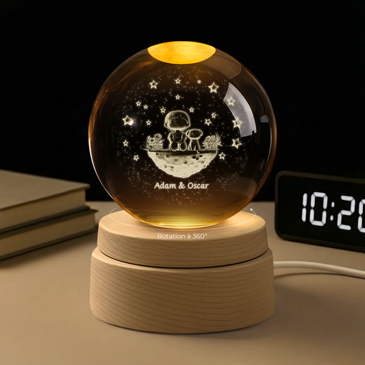 7602LFR2 veilleuse boule de cristal 3d personnalisee mon joli chatchien 7602l8hwc