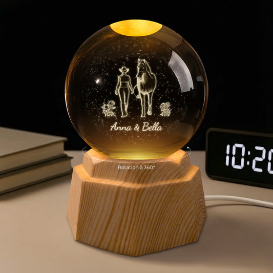 7615LFR1 veilleuse boule de cristal 3d personnalisee pour femmehomme mon cheval et moi 7615l3vcu_1