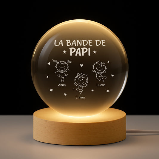 7628LFR1 veilleuse boule de cristal personnalisee la bande a papy mamie 7628l6pca