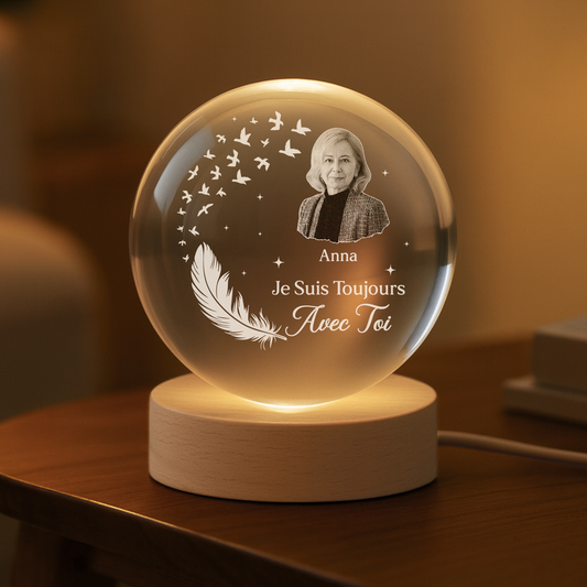 7644LFR1 veilleuse boule de cristal personnalisee avec photo commemorative de maman papa 7644l3fta