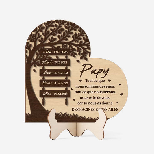 7723QFR1 racines et ailes de mamie papy plaque en bois personnalisee prenom 7723qtqmb