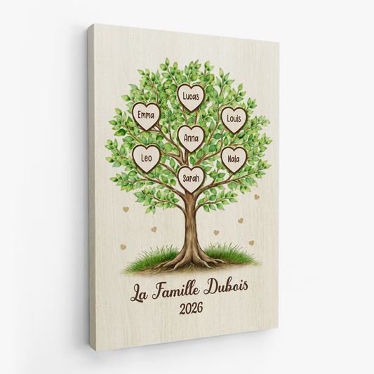 7732CFR2 toile personnalisee famille notre arbre avec coeur 7732c8rwi