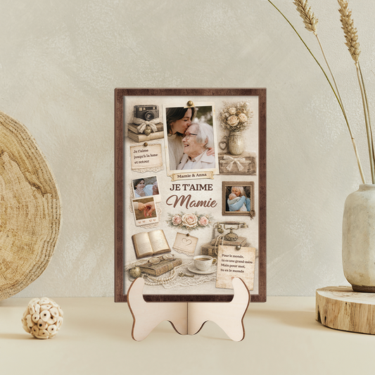 7747QFR2 plaque en bois personnalisee avec photo on taime maman mamie 7747qttta