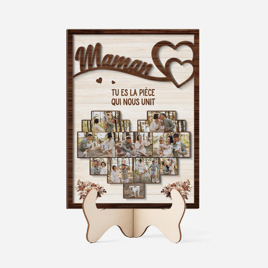 7769QFR1 plaque en bois personnalisee maman mamie la piece qui nous unit 7769q6pma