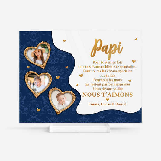 7803RFR1 plaque en acrylique personnalisee photo avec support mamie papy je dois te dire 7803rtpab