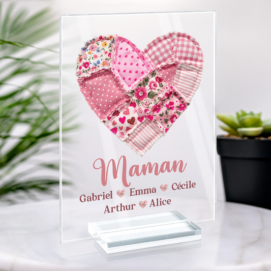 7809RFR2 plaque en acrylique personnalisee avec support amour patchwork de mamie maman 7809r8fca