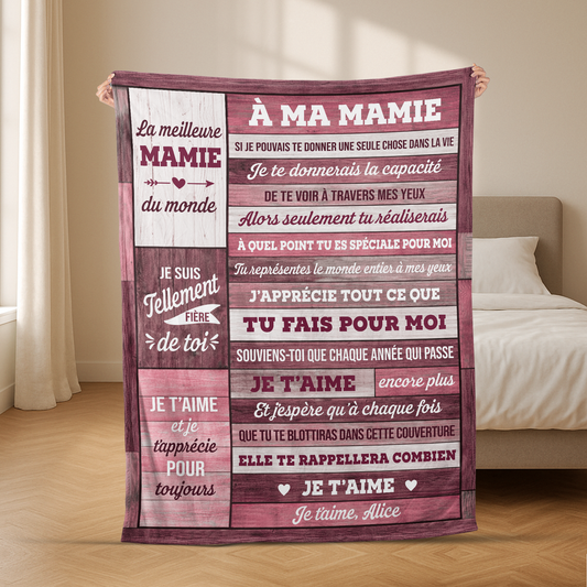 7829BFR2 plaid personnalise cadeau pour meilleur papy mamie 7829bsttb