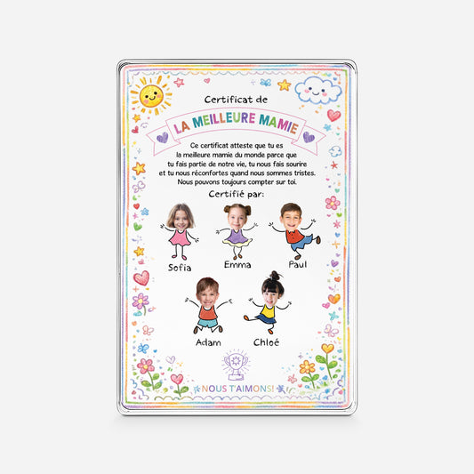7831RFR1 plaque acrylique personnalise rectangulaire avec photo certificat de la meilleure maman mamie 7831rsyca_c0c110d7 0518 4bfc bccc 7de60cfff82a