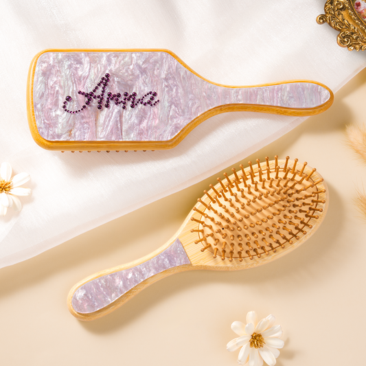 7900AFR2 brosse a cheveux personnalisee en strass avec prenom cadeau scintillant pour elle 7900aq0h5a
