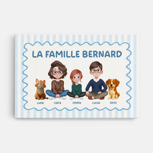7945CFR1 toile personnalisee famille animaux notre famille avec chat et chien 7945c3vmf_2