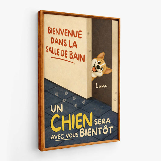 7974CFR2 toile personnalisee chien la salle de bain avec chien 7974ccqmc