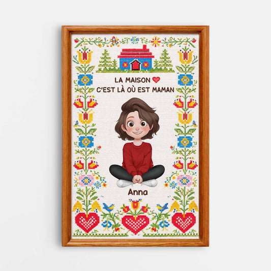 7975CFR1 toile personnalisee mamie maman maison cest la ou est maman 7975ccvca_1