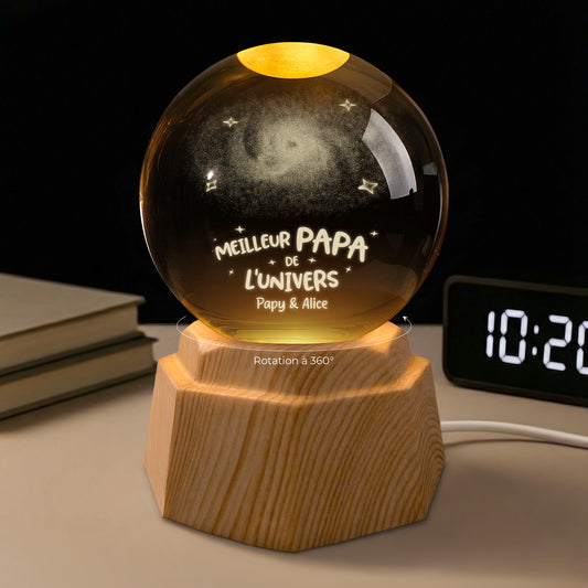 8086LFR1 meilleur papa papy maman mamie boule de cristal lumineuse 3d personnalisee 8086l8qnb