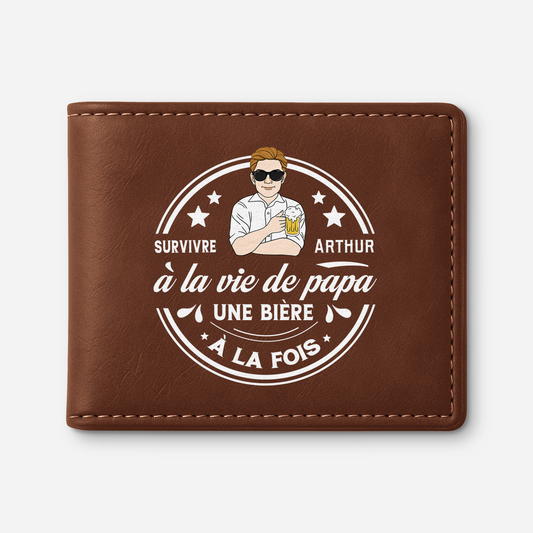 8136JFR1 portefeuille cuir personnalise homme survivre a la vie de papa papy 8136jcvhb