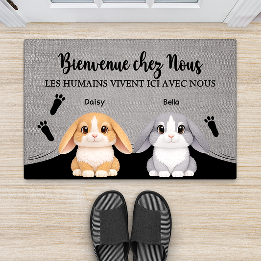 8143DFR2 paillasson personnalise lapin cadeau bienvenue chez moi 8143dak5i