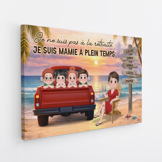 8160CFR2 toile personnalisee famille cadeau retraite papy mamie a plein temps 8160csxwa