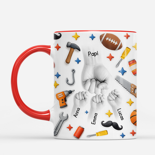 8189MFR2 effet dimpression 3d mug personnalisable papa papy cadeau papa enfant sport 8189mtfab