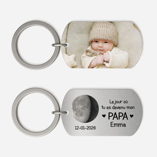 8217JFR1 porte cle aluminium personnalise photo et phase de la lune devenir mon papa maman 8217j8vab_1