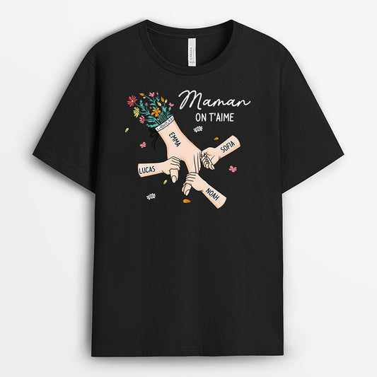 8227AFR1 tee shirt personnalise maman mamie main dans la main avec enfants 8227a6paa