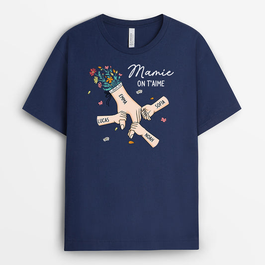 8227AFR2 tee shirt personnalise maman mamie main dans la main avec enfants 8227a6paa