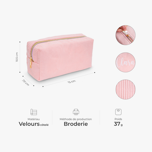 8242AFR2 trousse de maquillage personnalisee brodee_ en velours cotele cadeau pour une femme 8242ab0p5a
